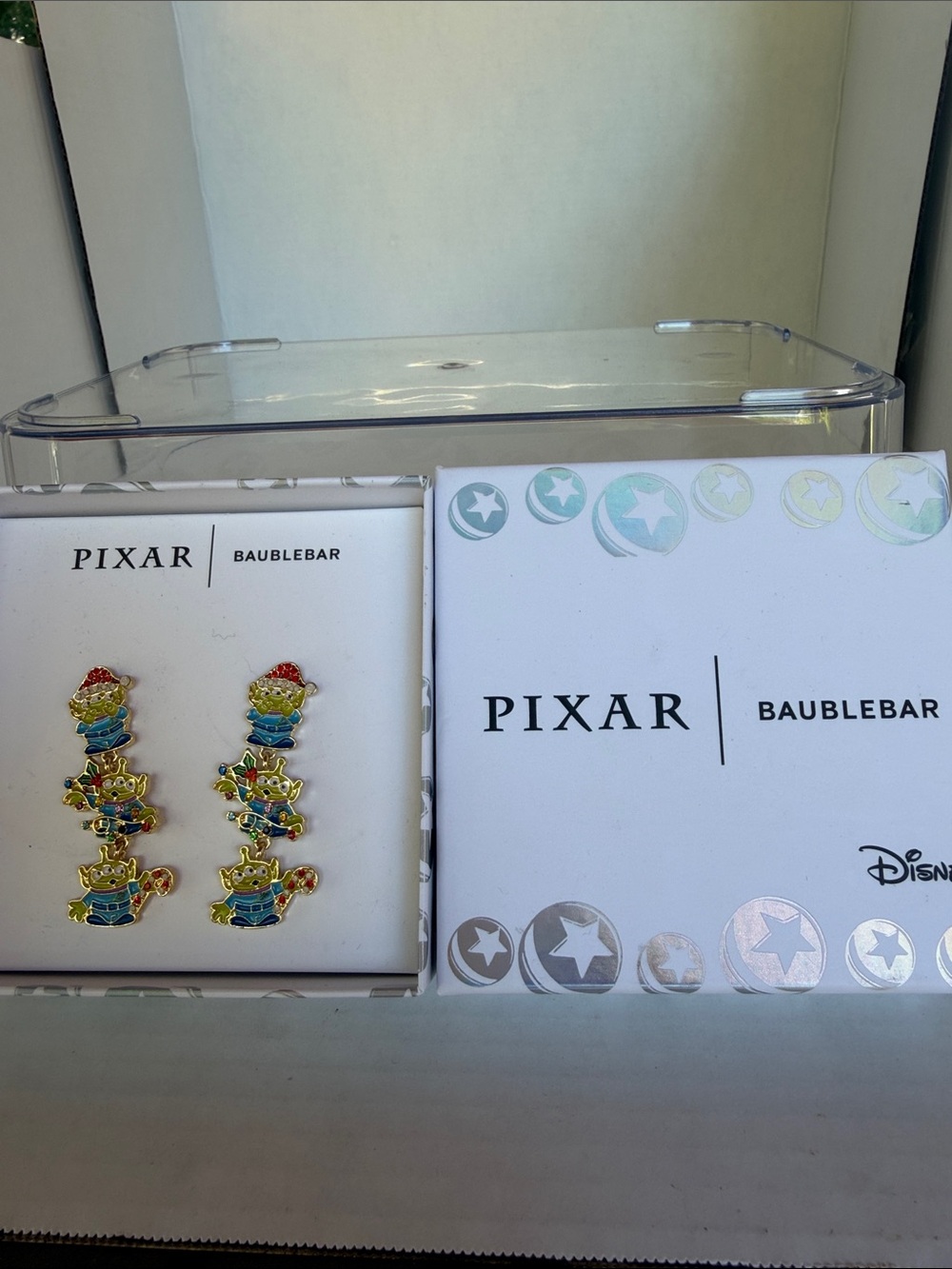 Pixar Disney x BaubleBar Toy Story Alien Christmas Dangle Earrings NWT - Picture 3 of 7
